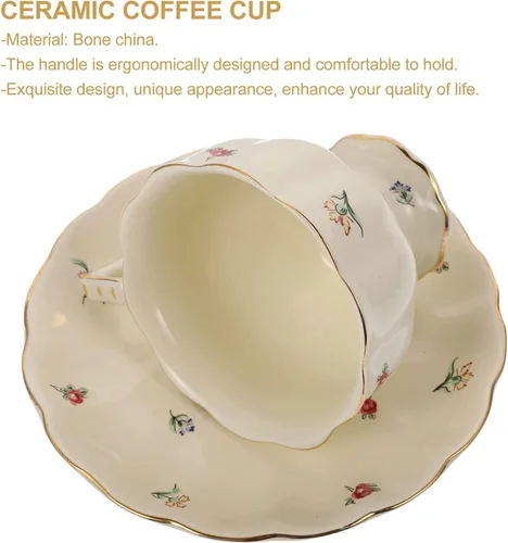 Miniatura 3 de Taza de té, tazas de café, taza de café, 1 juego de tazas de té y platillos de porcelana, tazas de té de porcelana de estilo europeo con platillo
