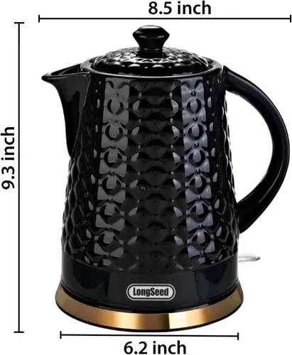 Miniatura 2 de Hervidor eléctrico de cerámica, 1.5L/1200 W hierve agua rápida y fácilmente con protección de ebullición y secado automático, base giratoria