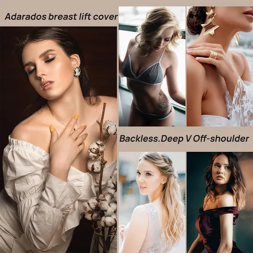 Miniatura 7 de Sticky Bra,Breast Lift Tape Adhesive Bra Push Up Invisible Strapless Backless Silicone Bra Reusable for Women