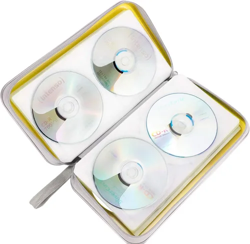Miniatura 5 de Siveit Funda para CD, soporte para 80 CD/DVD, carteras para CD/DVD, fundas para discos de CD/DVD, organizador duro de plástico para CD/DVD