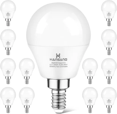 Miniatura 13 de Focos LED E12 para ventilador de techo, 60 W equivalentes, focos LED de base de candelabro E12, luz blanca cálida 2700K, focos LED de base pequeña