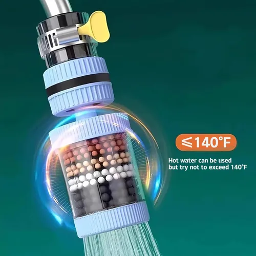 Miniatura 6 de Filtro de grifo de agua universal de 0.591-1.260 in, adaptador de grifo redondo, carbón activado, elimina cloro, fluoruro, metales pesados, incluye