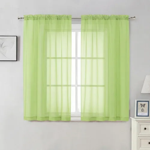 Miniatura 84 de Aiyufeng 2 paneles de cenefa transparente negra de 14 pulgadas de largo, cortinas cortas negras transparentes para dormitorio, cortinas de cocina