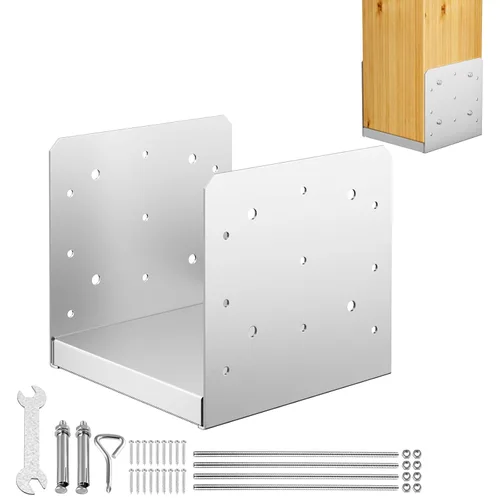 Miniatura 12 de Base de poste de 8 x 8 pulgadas, 2 soportes de anclaje ajustables de acero inoxidable (interno de 7.5 x 7.5 pulgadas), base de poste ajustable