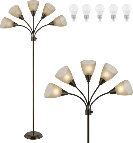 Miniatura 8 de Medusa - Lámpara de pie de decoración moderna, lámpara de múltiples cabezales con cuello de ganso ajustable, lámparas de luz brillante para lectura