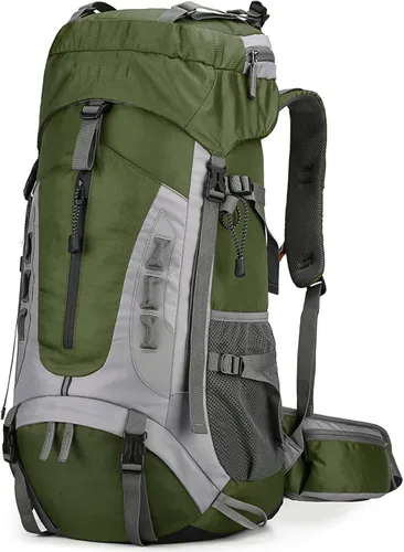 Mochila de Senderismo de 75L con Cubierta para Lluvia Impermeable Mochila de Camping Almacén de Zapatos para Hombres y Mujeres, Sin Marco