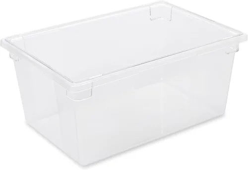 Rubbermaid Commercial Products Caja de almacenamiento de alimentos de policarbonato/contenedor, 16.5 galones, transparente, para