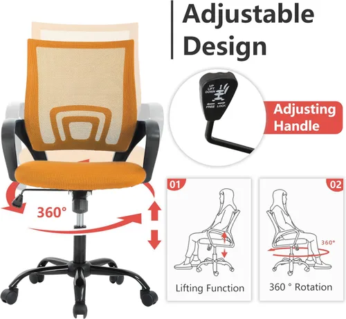 Miniatura 4 de PayLessHere Silla de Oficina para Computadora Ergonómica Económica Silla de Escritorio Ajustable Cómoda de Respaldo Medio para Tareas con Ruedas