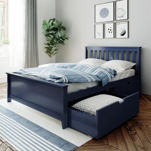 Miniatura 19 de Max & Lily - Cama individual, base de cama con cabecero para niños, listones, color blanco.