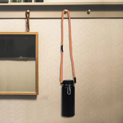 Miniatura 6 de Mango de cuerda de paracaídas con correa de hombro para correa de botella Hydro Flask Rosa y amarillo