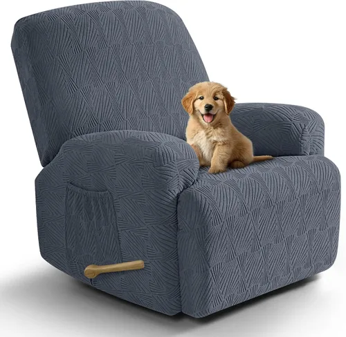 Miniatura 33 de VANSOFY Fundas para sillas reclinables, 4 piezas, elásticas, de tela jacquard, suave funda para silla reclinable, protector de muebles con parte