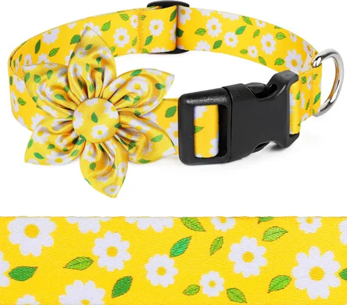 Miniatura 11 de Collar de Perro a Cuadros para Machos, Collares Florales para Perros Machos con Pajarita de Flores, Collar de Perro para Lindos Gatos y Perros Verde