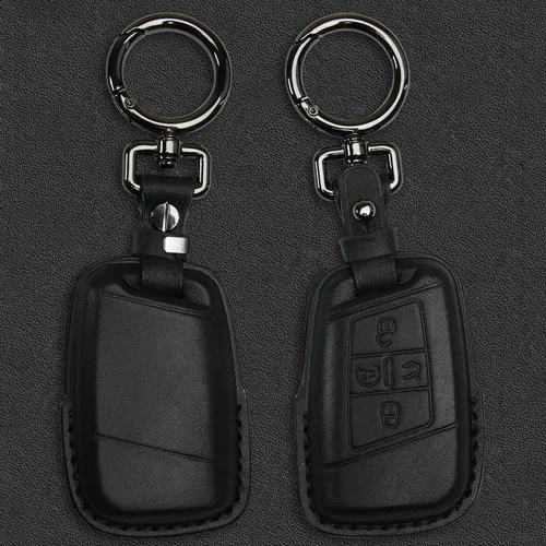 Miniatura 3 de Tukellen para Volkswagen Funda de Llavero de Cuero Compatible con VW Atlas Golf Alltrack Jetta Passat Tiguan 2018-2025 Llavero Inteligente de 4