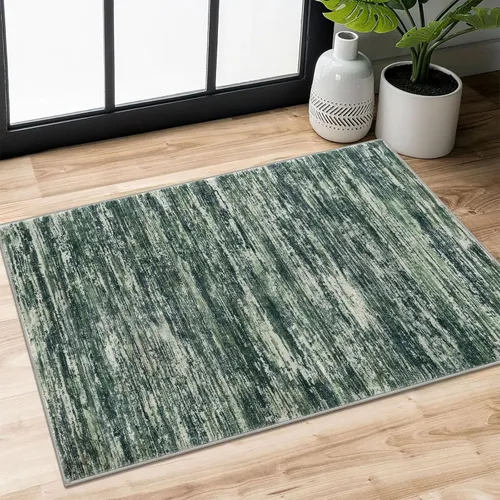 Miniatura 30 de SIILOOM 2 x 3 Alfombra moderna y abstracta para entrada, alfombra neutra azul marino gris multicolor súper suave de área pequeña, alfombras lavables