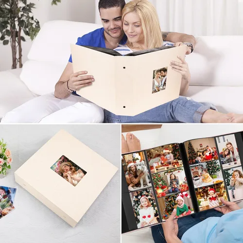 Miniatura 7 de Aevdor Álbum de fotos de 1000 bolsillos de 4 x 6 pulgadas, cubierta de lino de gran capacidad, álbumes de fotos familiares para bodas, con capacidad