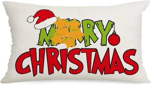 Miniatura 10 de AOFANGGO Funda de almohada de Navidad de 12 x 20 pulgadas, decoración navideña, funda de cojín rectangular para cama, silla, sofá