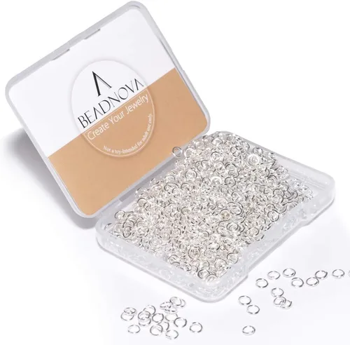 BEADNOVA Anillos de salto de 4 mm plateados para hacer joyas Anillos abiertos para llaveros y reparación de collares (1200 piezas)
