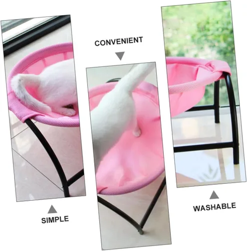 Miniatura 5 de UKCOCO Hamaca elevada para gatos, elegante y duradera para mascotas para uso en interiores y exteriores, marco elegante para descansar y relajarse