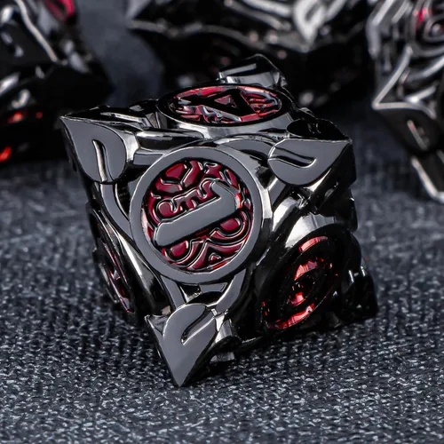 Miniatura 5 de KERWELLSI - Juego de dados metálicos DND D&D, 7 piezas con diseño de enredaderas naturales, dados de juego de rol con caja de regalo, dados negros