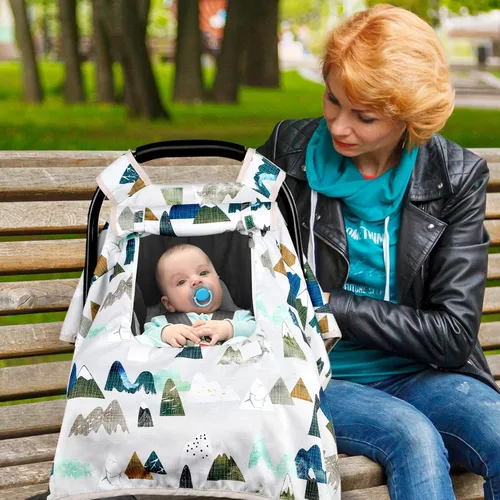 Miniatura 6 de Funda de asiento de coche para bebé, toldo para asiento de automóvil para niños, cubierta Minky acogedora y cálida, funda para portabebés