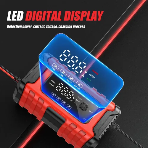 Miniatura 5 de Cargador de batería de automóvil, cargador inteligente de batería de goteo de 12V 6A, mantenedor desulfatador de batería automotriz de 12V