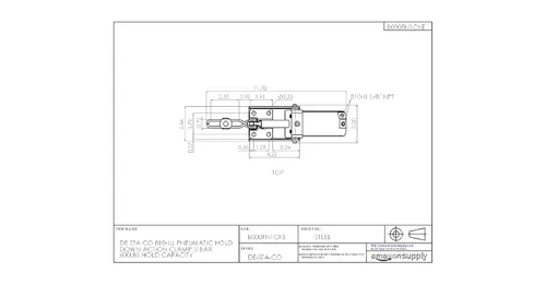 Miniatura 4 de DE-STA-CO Abrazadera de sujeción neumática 810-U con barra en U, capacidad de retención de 600 lb