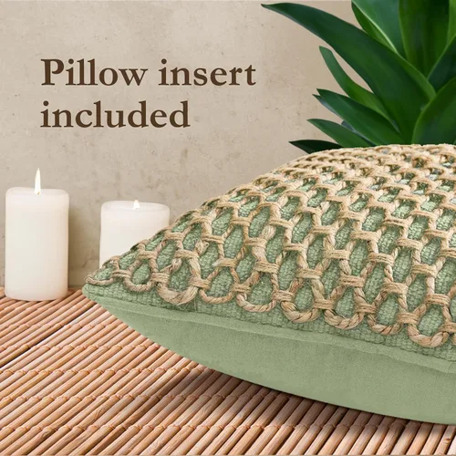 Miniatura 2 de Boho Living Jada Cojín Decorativo, Incluye Acento, Diseño Tejido Premium, Decoración de Sala de Estar, (1) Funda de Cojín de 20" x 20" con Relleno