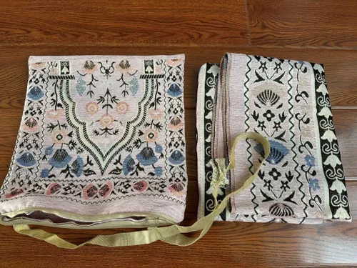 Miniatura 8 de Alfombra de oración de viaje musulmana Sajadah diseño elegante islámico viaje hajj o Ramadán, juego de bolsas de cojín portátil de oración verde