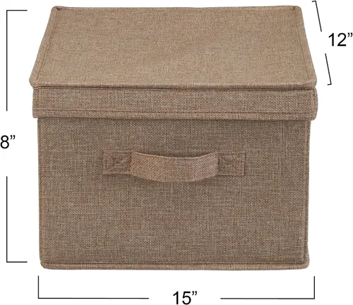 Miniatura 3 de Household Essentials Paquete de 2 contenedores grandes de tela, de polilino suave con lados resistentes, asa adjunta y tapa completamente removible