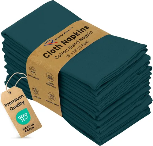Miniatura 17 de Ruvanti - Juego de 4 servilletas de tela de 45x45 centímetros, lavables, suaves, duraderas, absorbentes, mezcla de algodón. Servilletas de mesa
