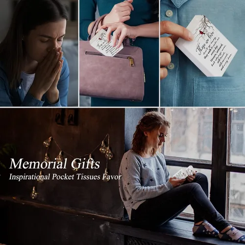 Miniatura 6 de Fumete Paquete de 100 paquetes de papel de seda para funerarios conmemorativos, servilletas de bolsillo para invitados, servilletas de bolsillo