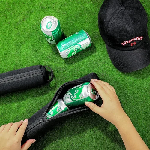 Miniatura 3 de 2 piezas de 6 latas aisladas con manga enfriadora de cerveza, tubo negro para golf, días de playa, picnic, viajes y más (estilo simple)
