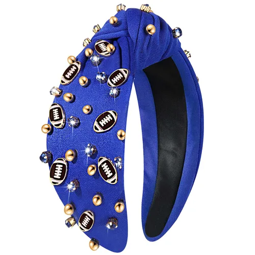 Miniatura 12 de mokkia Diadema de fútbol para mujer, accesorios de fútbol para mamá, accesorios de cristal con diamantes de imitación con nudo superior ancho