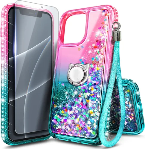 Miniatura 42 de NGB Diseñada para Funda de Teléfono iPhone 11, Morado/Azul Funda Bonita con Purpurina Líquida Brillante para Mujeres Niñas Niños con Protector