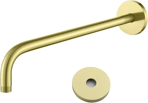 Miniatura 25 de Brazo de ducha de 16 pulgadas con brida, acero inoxidable negro mate de 90 grados, brazo de extensión de cabezal de ducha montado en la pared