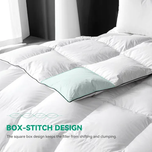 Miniatura 4 de Edredón de fibra de plumón de ganso tamaño King, relleno de edredón esponjoso prémium para todas las estaciones, edredón de cama de hotel 100%
