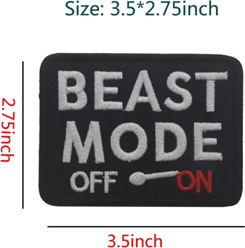 Miniatura 2 de Parches de moral militar, modo bestia en insignias bordadas, emblema táctico decorativo de gancho y bucle para chaqueta, ropa, bolso, zapatos