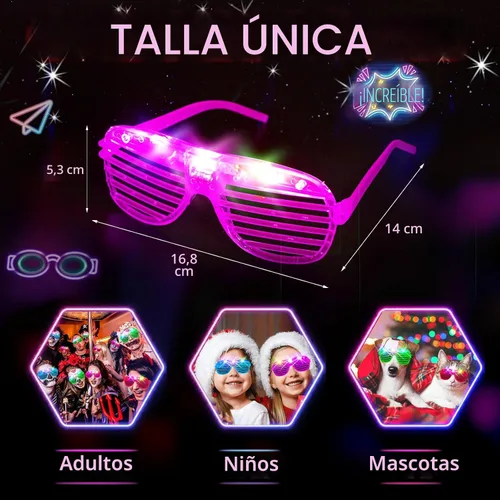 Miniatura 5 de SHQDD 38 lentes LED, anteojos iluminados, 5 colores, 3 modos de luz, suministros de fiesta que brillan en la oscuridad, recuerdos de fiesta de neón