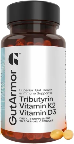 Miniatura 12 de Salud intestinal y cardíaca + apoyo inmunológico 1 mes de suministro 30 cápsulas de gel suave butirato puro de 350 mg y vitamina D3 2000 IU