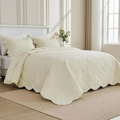 Miniatura 25 de Kingnex Juego de colcha tamaño King de 106 x 96 pulgadas, suave, ligera, acolchada, 3 piezas, 1 edredón y 2 fundas de almohada, color gris oscuro