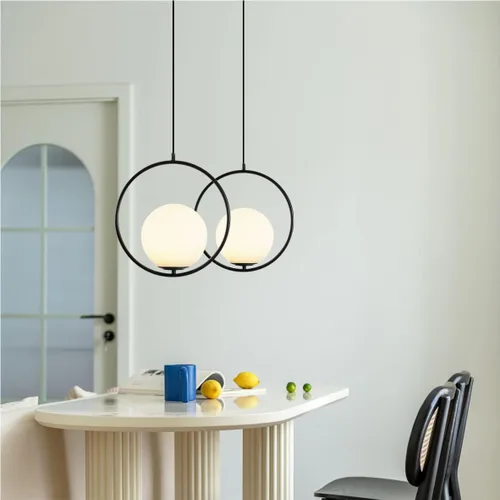 Miniatura 4 de KCO Iluminación moderna de globo de vidrio esmerilado, lámpara colgante de 1 luz grande globo colgante lámpara colgante de bola ajustable para isla
