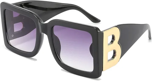 Miniatura 66 de PORADAY Gafas de sol cuadradas grandes de moda para mujeres y hombres, marco grueso negro de lujo, gafas de sol modernas con montura grande