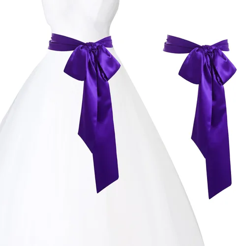 Miniatura 99 de obmwang Cinturón de satén de boda para ocasiones especiales, faja nupcial de 4 pulgadas de ancho, doble cara