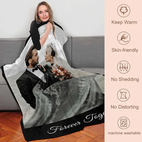 Miniatura 6 de YESCUSTOM Manta personalizada con fotos y texto, Manta familiar personalizada para adultos, niños y amigos, para cumpleaños, regalo conmemorativo