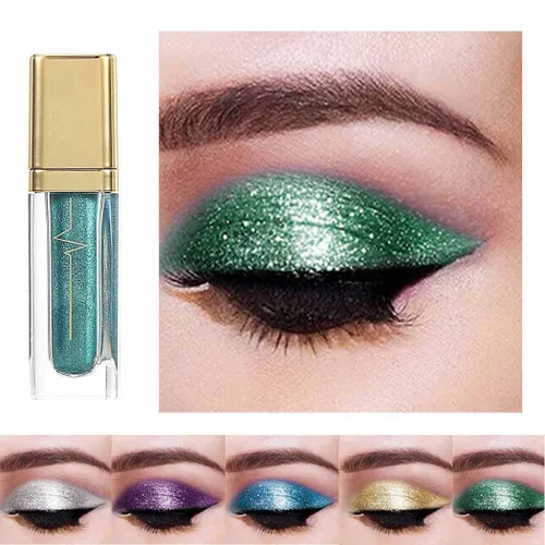Kilshye Sombra de ojos líquida con purpurina, sombras de ojos metálicas, sombra de ojos de alto pigmento, sombra de ojos impermeable de larga C-
