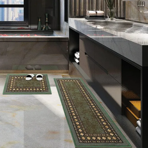 Miniatura 50 de Antep Rugs - Alfombras modernas con bordes, antideslizantes (antideslizante), de perfil bajo con respaldo de goma, para cocina, juego de 2 piezas