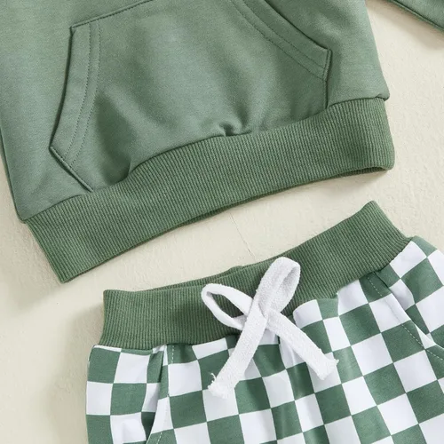 Miniatura 260 de Conjunto de ropa de otoño e invierno para bebé y niño, sudadera larga con capucha y pantalones para niños pequeños, 6, 12, 18, 24 meses, 2T