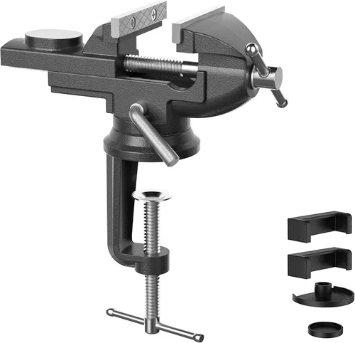 Abrazadera de tornillo de banco portátil para banco de trabajo, 3 pulgadas, rotación de 360°, base giratoria para taladrar metalurgia, carpintería,