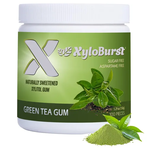 Miniatura 19 de XyloBurst Goma de mascar de xilitol Sin azúcar, sin gluten, apto para dieta cetogénica, sin aspartamo para la salud bucal, menta verde, tarro