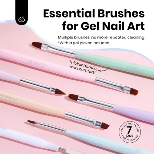 Miniatura 2 de Beetles Gel Polish Juego de 7 pinceles para arte de uñas, pinceles de diseño de uñas para esmalte de gel, manicura de salón de bricolaje